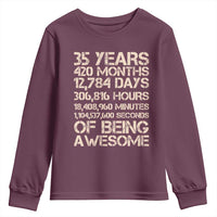 Vintage 35th Birthday Gift Youth Sweatshirt 35 Years Of Being Awesome