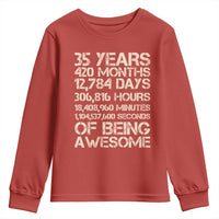 Vintage 35th Birthday Gift Youth Sweatshirt 35 Years Of Being Awesome