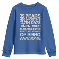 Vintage 35th Birthday Gift Youth Sweatshirt 35 Years Of Being Awesome