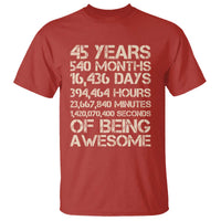 Vintage 45th Birthday Gift T Shirt 45 Years Of Being Awesome