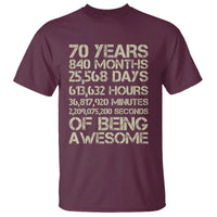 Vintage 70th Birthday Gift T Shirt 70 Years Of Being Awesome