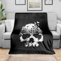 Dark Gothic Graphic Skull Floral Butterfly Throw Blanket