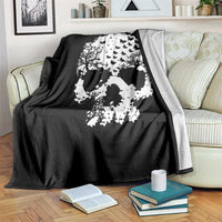 Dark Gothic Graphic Skull Floral Butterfly Throw Blanket