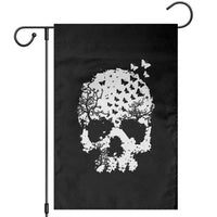 Dark Gothic Graphic Skull Floral Butterfly Garden Flag