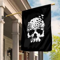 Dark Gothic Graphic Skull Floral Butterfly Garden Flag