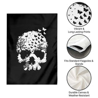 Dark Gothic Graphic Skull Floral Butterfly Garden Flag