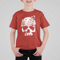 Dark Gothic Graphic Skull Floral Butterfly T Shirt For Kid