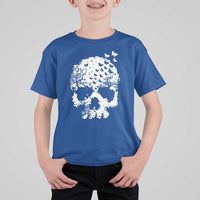 Dark Gothic Graphic Skull Floral Butterfly T Shirt For Kid