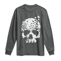 Dark Gothic Graphic Skull Floral Butterfly Long Sleeve Shirt