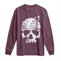 Dark Gothic Graphic Skull Floral Butterfly Long Sleeve Shirt