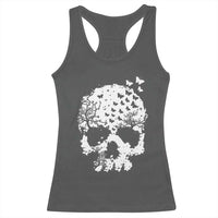 Dark Gothic Graphic Skull Floral Butterfly Racerback Tank Top