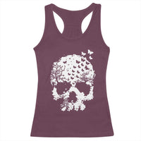 Dark Gothic Graphic Skull Floral Butterfly Racerback Tank Top