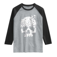 Dark Gothic Graphic Skull Floral Butterfly Raglan Shirt