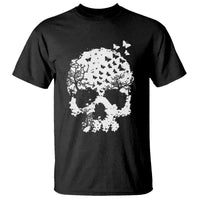 Dark Gothic Graphic Skull Floral Butterfly T Shirt