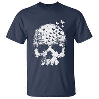 Dark Gothic Graphic Skull Floral Butterfly T Shirt