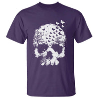 Dark Gothic Graphic Skull Floral Butterfly T Shirt
