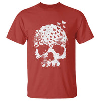Dark Gothic Graphic Skull Floral Butterfly T Shirt