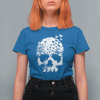 Dark Gothic Graphic Skull Floral Butterfly T Shirt For Women