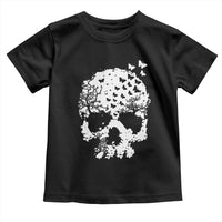Dark Gothic Graphic Skull Floral Butterfly Toddler T Shirt