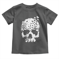 Dark Gothic Graphic Skull Floral Butterfly Toddler T Shirt