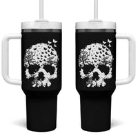 Dark Gothic Graphic Skull Floral Butterfly Tumbler With Handle