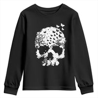 Dark Gothic Graphic Skull Floral Butterfly Youth Sweatshirt
