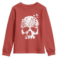 Dark Gothic Graphic Skull Floral Butterfly Youth Sweatshirt
