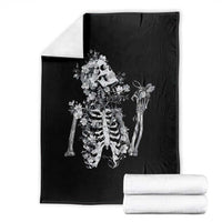 Gothic Grunge Floral Skeleton Throw Blanket Dark Alternative Aesthetic For Women