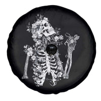 Gothic Grunge Floral Skeleton Spare Tire Cover Dark Alternative Aesthetic For Women