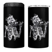Gothic Grunge Floral Skeleton 4 in 1 Can Cooler Tumbler Dark Alternative Aesthetic For Women