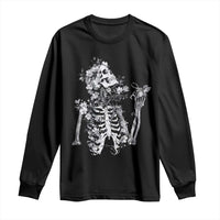 Gothic Grunge Floral Skeleton Long Sleeve Shirt Dark Alternative Aesthetic For Women
