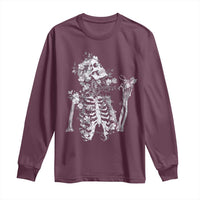 Gothic Grunge Floral Skeleton Long Sleeve Shirt Dark Alternative Aesthetic For Women