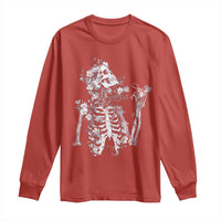 Gothic Grunge Floral Skeleton Long Sleeve Shirt Dark Alternative Aesthetic For Women