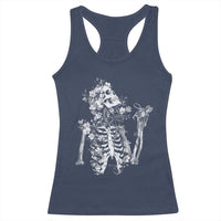 Gothic Grunge Floral Skeleton Racerback Tank Top Dark Alternative Aesthetic For Women