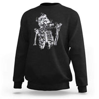Gothic Grunge Floral Skeleton Sweatshirt Dark Alternative Aesthetic For Women