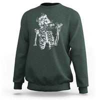 Gothic Grunge Floral Skeleton Sweatshirt Dark Alternative Aesthetic For Women