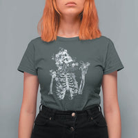 Gothic Grunge Floral Skeleton T Shirt For Women Dark Alternative Aesthetic For Women