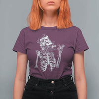 Gothic Grunge Floral Skeleton T Shirt For Women Dark Alternative Aesthetic For Women
