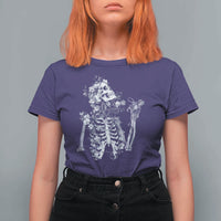 Gothic Grunge Floral Skeleton T Shirt For Women Dark Alternative Aesthetic For Women