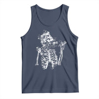Gothic Grunge Floral Skeleton Tank Top Dark Alternative Aesthetic For Women