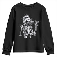 Gothic Grunge Floral Skeleton Youth Sweatshirt Dark Alternative Aesthetic For Women