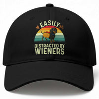 Easily Distracted By Wieners Baseball Cap Funny Dachshund Dog In A Hot Dog Costume