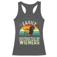 Easily Distracted By Wieners Racerback Tank Top Funny Dachshund Dog In A Hot Dog Costume - Wonder Print Shop