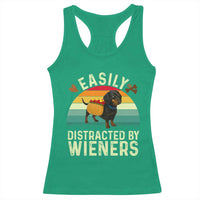 Easily Distracted By Wieners Racerback Tank Top Funny Dachshund Dog In A Hot Dog Costume - Wonder Print Shop
