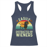 Easily Distracted By Wieners Racerback Tank Top Funny Dachshund Dog In A Hot Dog Costume - Wonder Print Shop