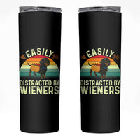 Easily Distracted By Wieners Skinny Tumbler Funny Dachshund Dog In A Hot Dog Costume