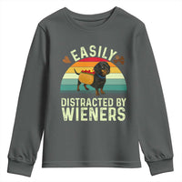 Easily Distracted By Wieners Youth Sweatshirt Funny Dachshund Dog In A Hot Dog Costume - Wonder Print Shop