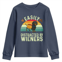 Easily Distracted By Wieners Youth Sweatshirt Funny Dachshund Dog In A Hot Dog Costume - Wonder Print Shop