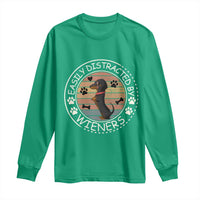 Easily Distracted By Wieners Long Sleeve Shirt Dachshund Dog Lover Retro Sunset - Wonder Print Shop