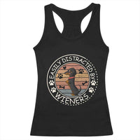 Easily Distracted By Wieners Racerback Tank Top Dachshund Dog Lover Retro Sunset - Wonder Print Shop